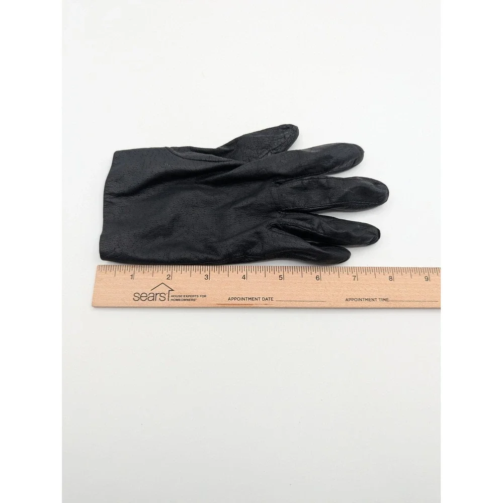 Vintage Isotoner Black Genuine Leather Gloves Antron Lined Womens Size 8 WPL
